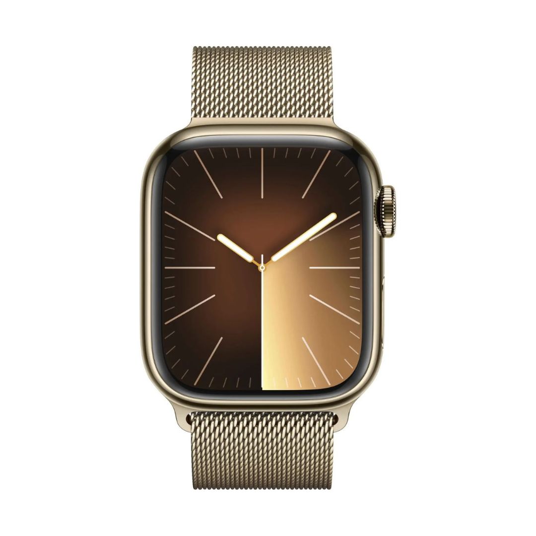 Apple Watch Series 9 (GPS+Cell) 41mm Case w/ Gold Milanese Loop - MRJ73LW/A