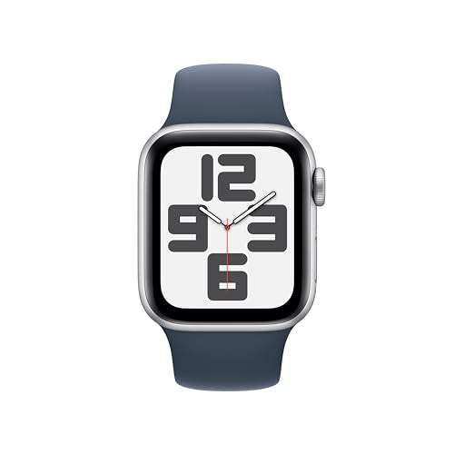 Apple Watch SE 2nd Generation (GPS + Cellular) 40mm Silver Aluminum Case with Storm Blue Sport Band - MRGH3LL/A