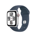 Apple Watch SE 2nd Generation (GPS + Cellular) 40mm Silver Aluminum Case with Storm Blue Sport Band - MRGH3LL/A