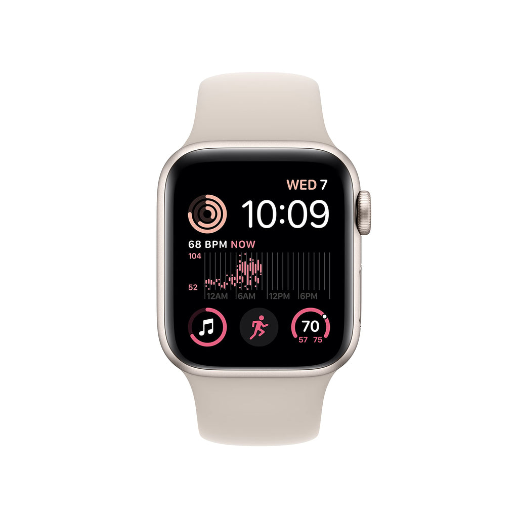 Apple Watch SE (2nd Gen) (GPS + Cellular, 40mm) - Starlight Aluminum Case with Starlight Sport Band, M/L - MNTL3LL/A