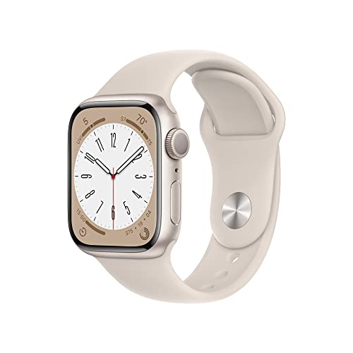 Apple Watch Series 8 (GPS) 41mm Aluminum - M/L Starlight Sport Band - MNUF3LL/A